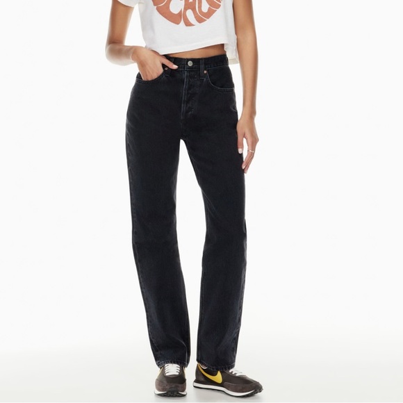 Denim Forum Denim - Aritzia Denim Forum Black The Joni High Rise Loose Jeans Size 23 Cotton